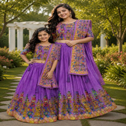 Mother & Daughter Chinnon Lehenga Choli Set with Dupatta